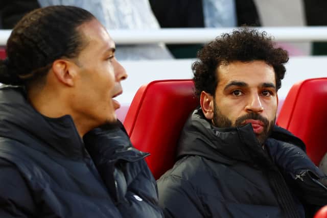 Virgil van Dijk and Mo Salah on the Liverpool bench. Picture: Clive Brunskill/Getty Images