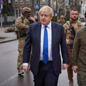 Ukraine Government handout photo dated 09/04/22 of Prime Minister Boris Johnson with President of Ukraine Volodymyr Zelensky, during his visit to Kyiv the Ukrainian capital. (PA)