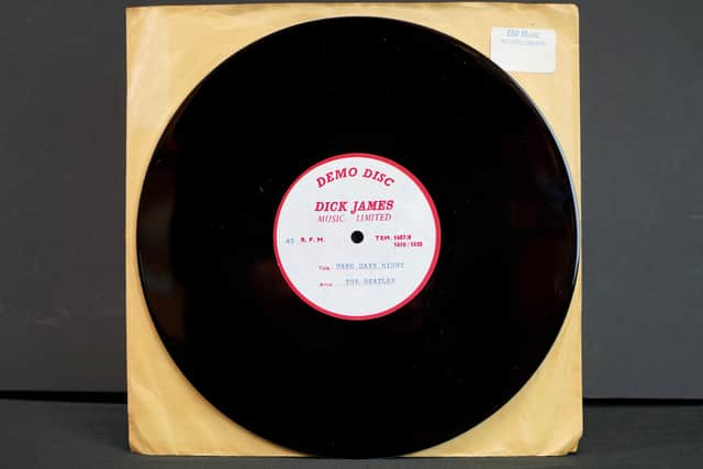 The demo recording features John Lennon counting in the band. Photo: Wessex Auction Rooms / SWNS