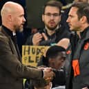 Eric ten Hag shakes hands with Frank Lampard while he was Chelsea manager. Picture: GLYN KIRK/AFP via Getty Images