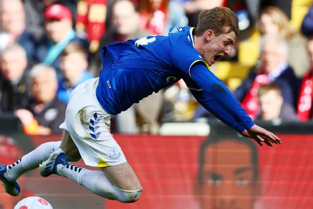 Frank Lampard reckons Anthony Gordon should have won Everton a penalty against Liverpool. Picture: Clive Brunskill/Getty Images