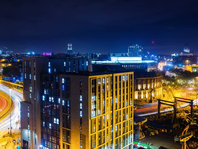 Aerial view of night traffic in the centre of Liverpool. Image: Madrugada Verde - stock.adobe.co