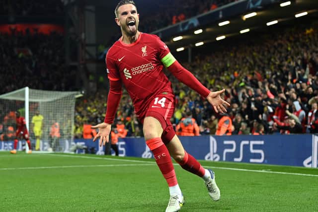 Jordan Henderson’s deflected cross opened the scoring at Anfield to give Liverpool the advantage over Villareal.  
