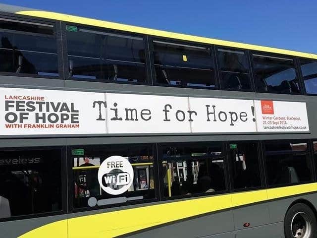 The Franklin Graham bus adverts which caused the controversy in Blackpool. Image: Blackpool Gazette