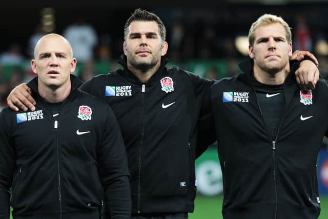Mike Tindall and James Haskell line up for England at the Rugby World Cup. Photo: David Rogers/Getty Images