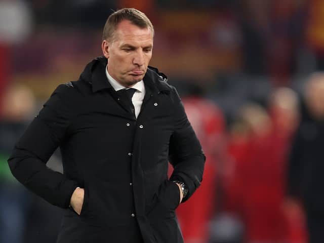 Leicester City boss Brendan Rodgers dejected. Picture: Julian Finney/Getty Images