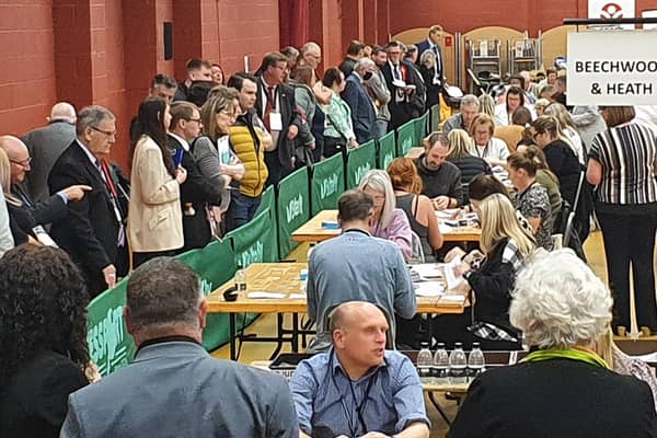 Votes are counted at the local elections in Halton.