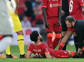 Mo Salah came off injured in Liverpool’s FA Cup triumph over Chelsea. Picture: Mike Hewitt/Getty Images