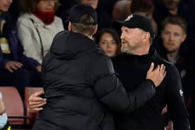 Liverpool boss Jurgen Klopp and Southampton manager Ralph Hasenhuttl. Picture: Andrew Powell/Liverpool FC via Getty Images