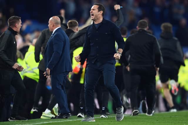 Everton boss Frank Lampard celebrates. Picture:  Gareth Copley/Getty Images