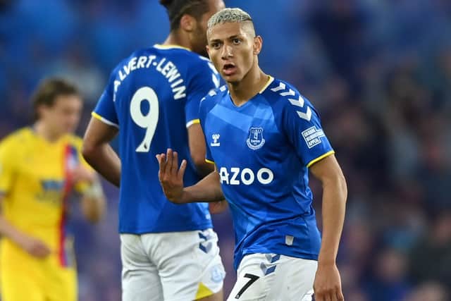 Richarlison celebrates scoring for Everton against Crystal Palace. Picture:  Gareth Copley/Getty Images