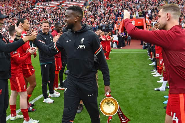 Divock Origi receives a guard of honour as he prepares to leave Liverpool this summer. Picture: John Powell/Liverpool FC via Getty Images