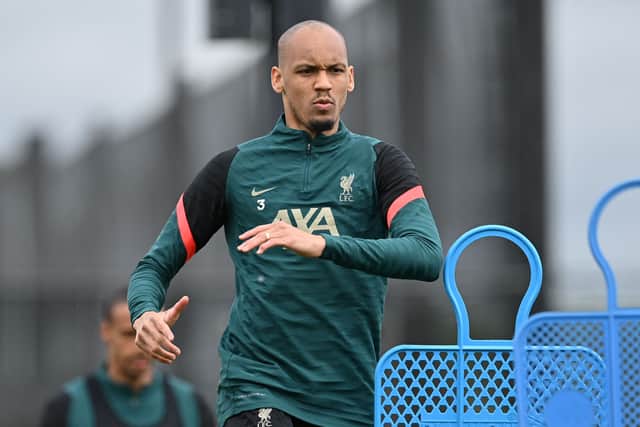 Fabinho is back in Liverpool training. Picture: PAUL ELLIS/AFP via Getty Images