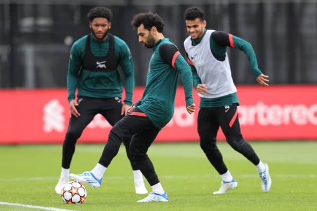 Joe Gomez, left, has returned to Liverpool training. Picture: Alex Livesey/Getty Images