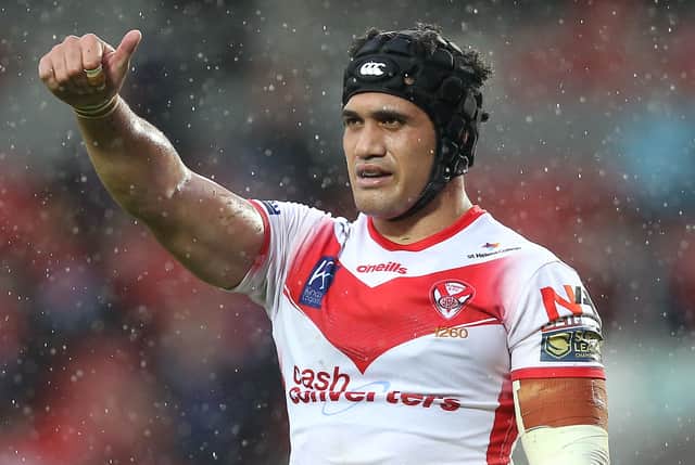 <p>Sione Mata’utia of St Helens. Picture: Charlotte Tattersall/Getty Images</p>