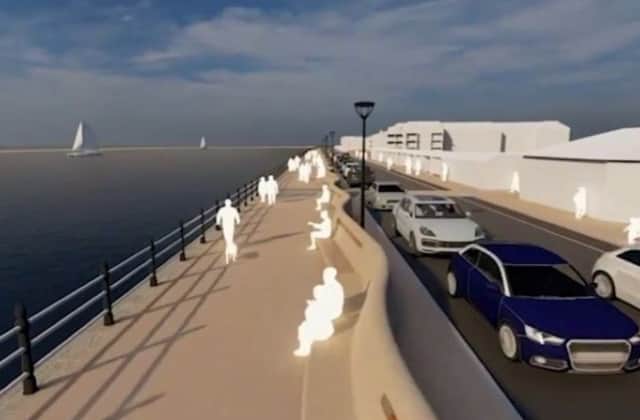 An artists impression of the West Kirby flood wall.