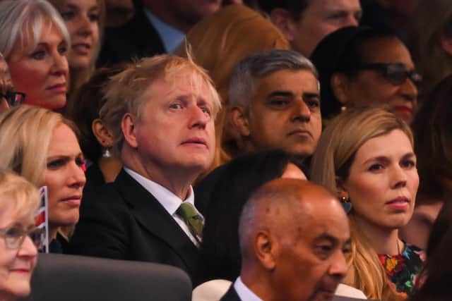 Boris Johnson and wife Carrie Johnson at the Platinum Jubilee concert. Image: Daniel Leal - WPA Pool/Getty Images