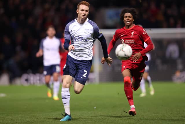 Sepp van den Berg in action for Preston against parent club Liverpool in the Carabao Cup. Picture: Naomi Baker/Getty Images