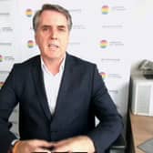 Steve Rotheram speaking via video link to the French Senate