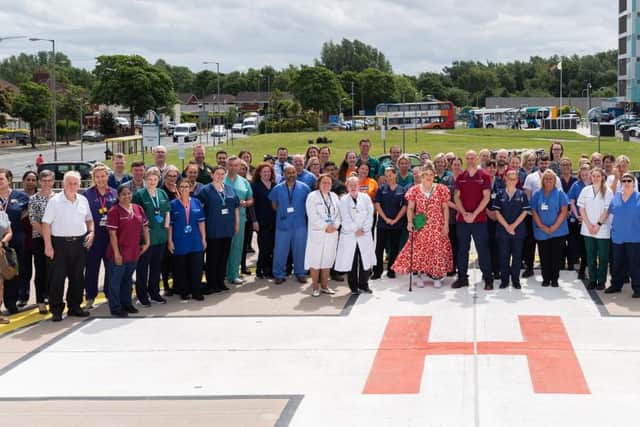  Ruby (centre) with staff from the Major Trauma Centre (Credit: Connor Moore)