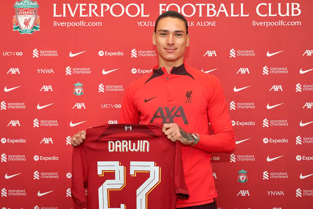 Darwin Nunez has completed his move to Liverpool. Picture: Nick Taylor/Liverpool FC/Liverpool FC via Getty Images
