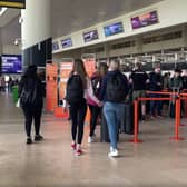 Travellers at Liverpool Airport