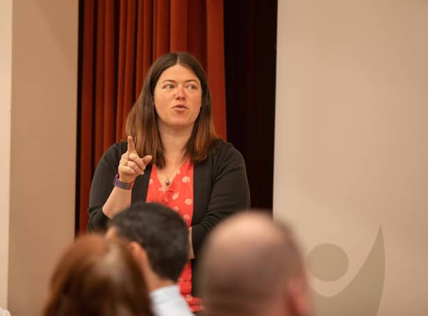 <p>Merseyside’s Police and Crime Commissioner, Emily Spurrell, at the violence against women and girls summit this week</p>