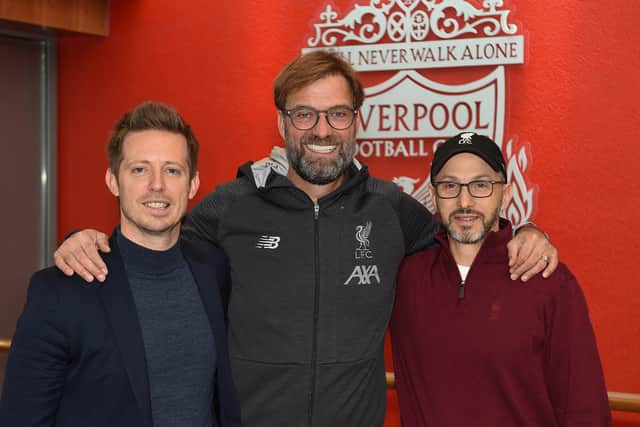 From left: Michael Edwards with Liverpool manager Jurgen Klopp and FSG president Mike Gordon. Picture: John Powell/Liverpool FC via Getty Images