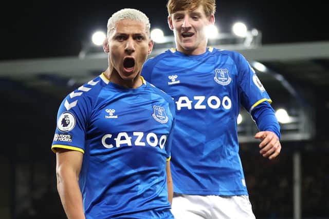 Everton pair Richarlison and Anthony Gordon. Picture: Naomi Baker/Getty Images