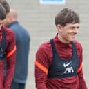  Ben Woodburn, left, alongside Leighton Clarkson during Liverpool training. Picture: Nick Taylor/Liverpool FC/Liverpool FC via Getty Images