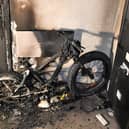 Remnants from E-bike fire in Huyton. Image: Merseyside Fire & Rescue Service