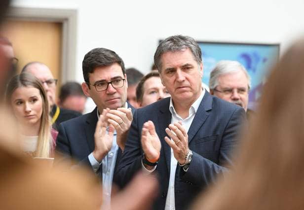 <p>Greater Manchester mayor Andy Burham and the metro mayor of Liverpool Steve Rotheram (right)</p>