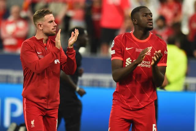 Liverpool dejected after their Champions League final loss to Real Madrid in Paris. Picture: Andrew Powell/Liverpool FC via Getty Images