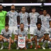 Liverpool players pose ahead of kick-off against Man Utd. Picture: MANAN VATSYAYANA/AFP via Getty Images