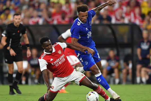 Jean-Philippe Gbamin in pre-season action for Everton against Arsenal. Picture: David Price/Arsenal FC via Getty Images