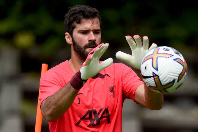 Liverpool goalkeeper Alisson Becker. Picture: Andrew Powell/Liverpool FC via Getty Images