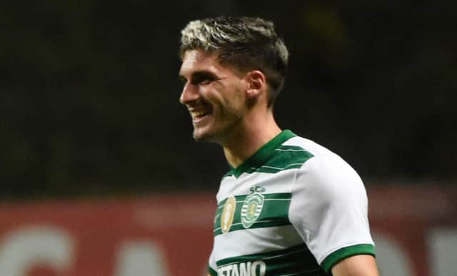 <p>Ruben Vinagre celebrates playing for Sporting Lisbon. Picture: MIGUEL RIOPA/AFP via Getty Images</p>