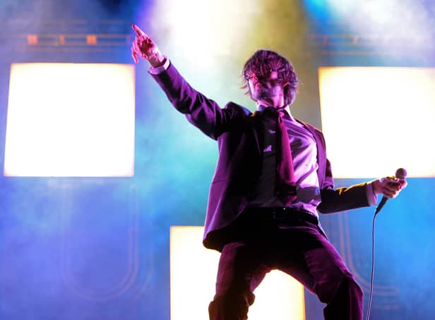 <p>Singer Jarvis Cocker of Pulp performs onstage during day 1 of the 2012 Coachella Valley Music & Arts Festival</p>