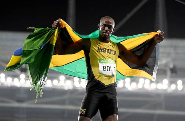  Usain Bolt of Jamaica celebrates winning the Men's 200m Final on Day 13 of the Rio 2016 Olympic Games at the Olympic Stadium on August 18, 2016 
