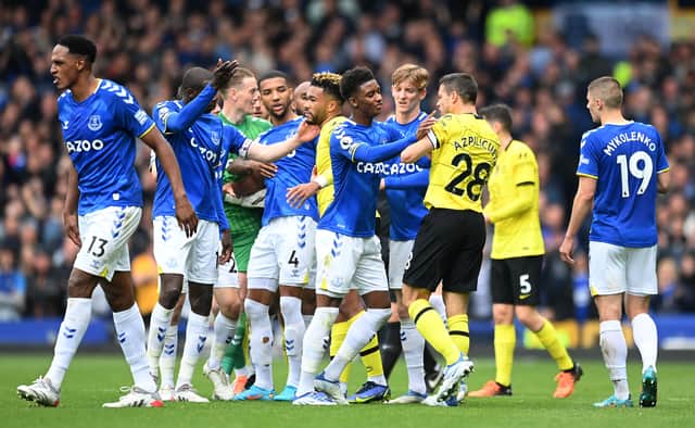 Tempers flared between Everton and Chelsea players during their previous Premier League match in May 2022.