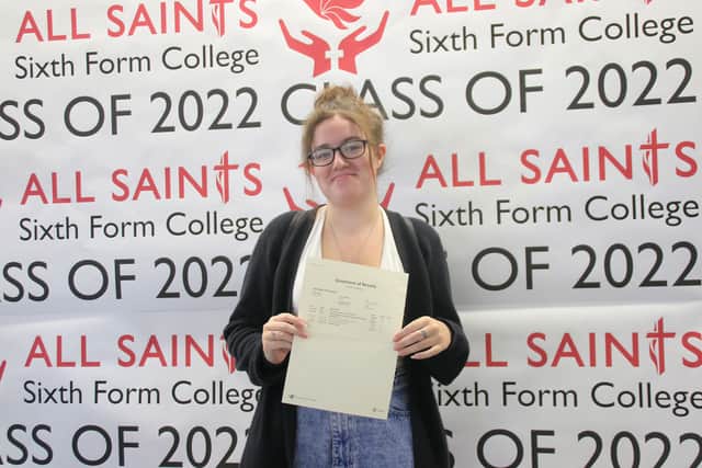 Rebecca will now go on to study child nursing at LJMU. Image: All Saints Sixth Form College