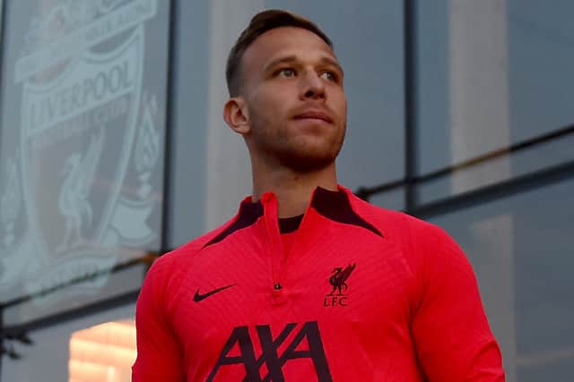 Arthur Melo new signing for Liverpool at AXA Training Centre on September 01, 2022 in Kirkby, England. (Photo by Andrew Powell/Liverpool FC via Getty Images)