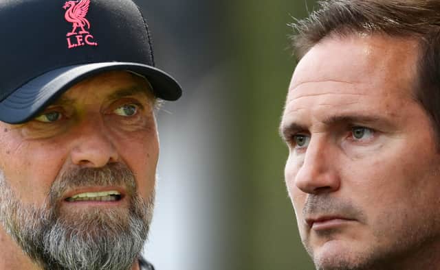 Liverpool boss Jurgen Klopp, left, and Everton manager Frank Lampard. Pictures: Getty Images 
