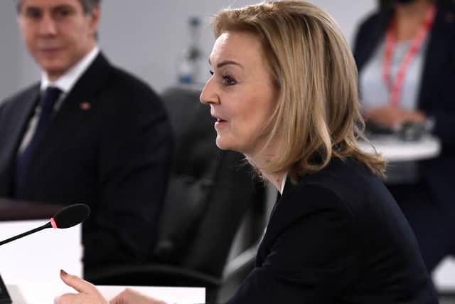 Liz Truss in Liverpool, 2021. Image: POOL/AFP via Getty Images.