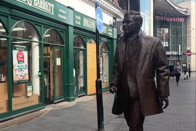 Brian Epstein statue in the Metquarter in Liverpool