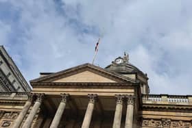 The flag at Liverpool Town Hall at half mast. Image: Emily Bonner