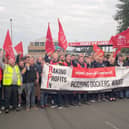 Dock workers on strike at the Port of Liverpool
