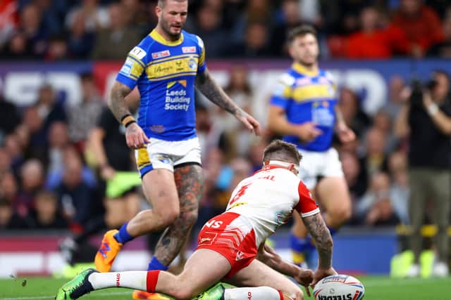 Mark Percival of St Helens scores their side’s fourth try during the Betfred Super League Grand Final match. (Photo by Michael Steele/Getty Images)