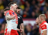 Mark Percival of St Helens celebrates scoring their side’s fourth try in the Grand Final. (Photo by Michael Steele/Getty Images)