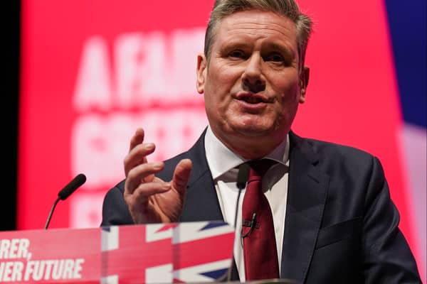 Labour Party leader Keir Starmer holds his key note speech on the third day of the annual Labour Party conference on September 27. Image: Ian Forsyth/Getty